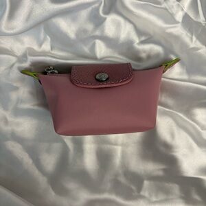 Longchamp Pink Coin pouch with Green Accents